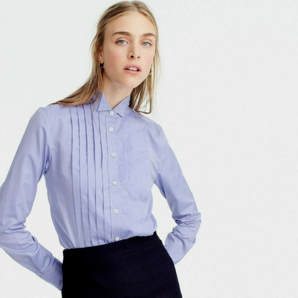 J. Crew Blue Long Sleeve Button Blouse Dress Shirt
